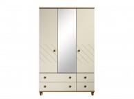 KT Geo Alabaster And Oak 3 Door Mirrored Gents Wardrobe Thumbnail