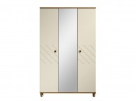 KT Geo Alabaster And Oak 3 Door Mirrored Wardrobe Thumbnail