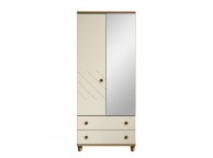 KT Geo Alabaster And Oak 2 Door Mirrored Gents Wardrobe Thumbnail