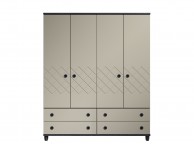 KT Geo Soft Grey And Black 4 Door Gents Wardrobe Thumbnail