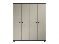 KT Geo Soft Grey And Black 4 Door Wardrobe Thumbnail