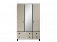 KT Geo Soft Grey And Black 3 Door Mirrored Gents Wardrobe Thumbnail