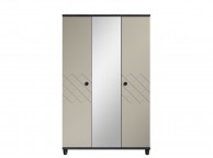 KT Geo Soft Grey And Black 3 Door Mirrored Wardrobe Thumbnail