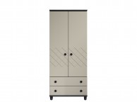 KT Geo Soft Grey And Black 2 Door Gents Wardrobe Thumbnail