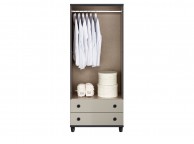 KT Geo Soft Grey And Black 2 Door Mirrored Gents Wardrobe Thumbnail