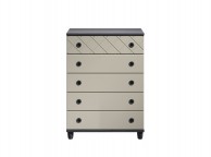 KT Geo Soft Grey And Black 5 Drawer Large Chest Thumbnail