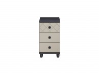 KT Geo Soft Grey And Black 3 Drawer Narrow Chest Thumbnail
