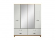 KT Moda White 4 Door Mirrored Gents Wardrobe Thumbnail