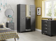 KT Moda Graphite And Black 3 Drawer Narrow Chest Thumbnail