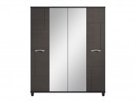 KT Moda Graphite And Black 4 Door Mirrored Wardrobe Thumbnail