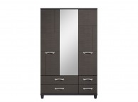 KT Moda Graphite And Black 3 Door Mirrored Gents Wardrobe Thumbnail