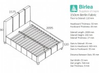 Birlea Berlin 5ft Kingsize Grey Check Fabric Bed Frame Thumbnail