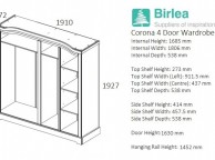 Birlea Corona Pine 4 Door Wardrobe Thumbnail