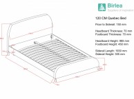 Birlea Quebec 4ft Small Double Grey Fabric Bed Frame Thumbnail