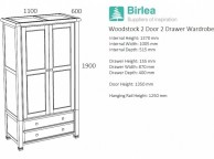 Birlea Woodstock 2 Door 2 Drawer Grey Wardrobe Thumbnail