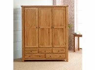 Birlea Woodstock 3 Door 5 Drawer Oak Wardrobe Thumbnail