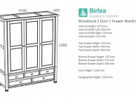 Birlea Woodstock 3 Door 5 Drawer Oak Wardrobe Thumbnail