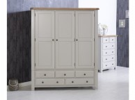 Birlea Woodstock 3 Door 5 Drawer Grey Wardrobe Thumbnail