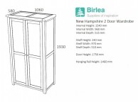 Birlea New Hampshire Grey 2 Door Wardrobe Thumbnail