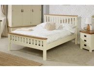 Birlea New Hampshire 4ft6 Double Cream And Oak Wooden Bed Frame With High Footend Thumbnail