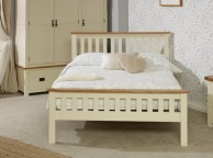 Birlea New Hampshire 4ft6 Double Cream And Oak Wooden Bed Frame With High Footend Thumbnail