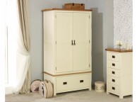 Birlea New Hampshire Cream And Oak 2 Door 1 Drawer Wardrobe Thumbnail