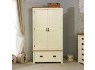 Birlea New Hampshire Cream And Oak 2 Door 1 Drawer Wardrobe Thumbnail