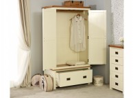 Birlea New Hampshire Cream And Oak 2 Door 1 Drawer Wardrobe Thumbnail