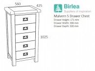 Birlea Malvern Oak 5 Drawer Chest Thumbnail