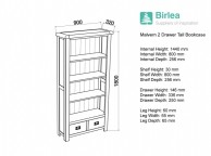 Birlea Malvern Oak 2 Drawer Tall Bookcase Thumbnail