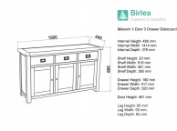 Birlea Malvern Oak 3 Drawer 3 Door Sideboard Thumbnail