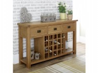 Birlea Malvern Oak 3 Drawer Sideboard With Wine Rack Thumbnail