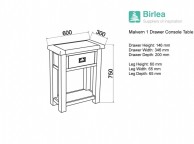 Birlea Malvern Oak 1 Drawer Console Table Thumbnail