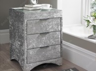 Kaydian Valencia Crushed Silver Velvet Fabric Bedside Thumbnail