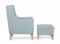 Serene Leven Duck Egg Fabric Chair And Footstool Thumbnail