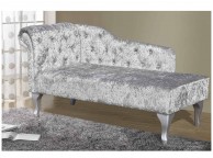 Sleep Design Beaumont Crushed Silver Velvet Chaise Lounge Thumbnail