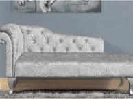 Sleep Design Buckingham Crushed Silver Velvet Chaise Lounge Thumbnail
