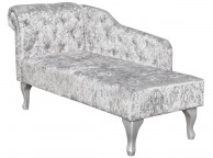 Sleep Design Buckingham Crushed Silver Velvet Chaise Lounge Thumbnail