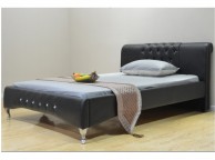 Sleep Design Knightsbridge 4ft6 Double Black Faux Leather Bed Frame Thumbnail