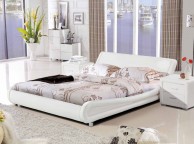 Sleep Design Madrid 4ft6 Double White Faux Leather Bed Frame Thumbnail