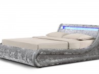 Sleep Design Madrid 3ft Single Silver Crushed Velvet Ottoman Bed Frame With LED Lights Thumbnail
