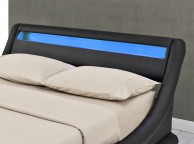Sleep Design Barcelona 4ft6 Double Black Faux Leather Ottoman Bed Frame With LED Lights Thumbnail