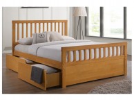 Sleep Design Delamere 4ft6 Double Honey Oak Wooden Storage Bed Frame Thumbnail