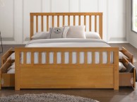 Sleep Design Delamere 4ft6 Double Honey Oak Wooden Storage Bed Frame Thumbnail