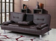 Sleep Design Manhattan Brown Faux Leather Sofa Bed Thumbnail