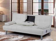 Sleep Design Manhattan White Faux Leather Sofa Bed With Bluetooth Speakers Thumbnail