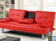 Sleep Design Manhattan Red Faux Leather Sofa Bed With Bluetooth Speakers Thumbnail