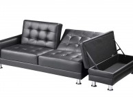 Sleep Design Knightsbridge Black Faux Leather Sofa Bed With Storage Thumbnail