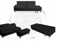 Sleep Design Knightsbridge Black Faux Leather Sofa Bed With Storage Thumbnail