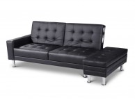 Sleep Design Knightsbridge Black Faux Leather Sofa Bed With Storage And Bluetooth Speakers Thumbnail